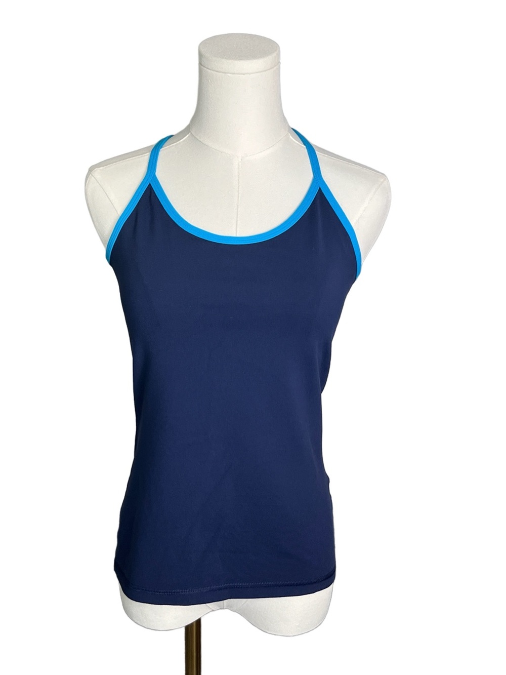 lululemon athletica Reversible Navy Power Y Tank with Bright Blue Trim Size 8